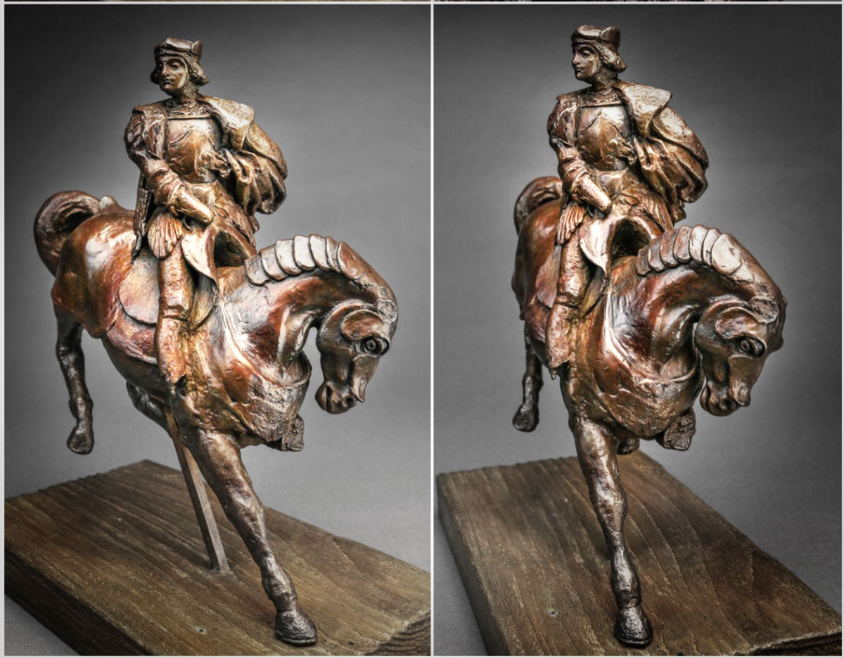 Leonardo Da Vinci Horse and Rider Bronze Sculpture Cast by American Fine Arts