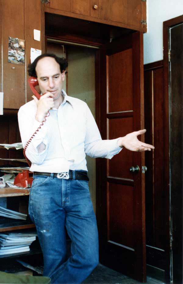 Elliot Midwood on the phone in the AFA office 1982.psd