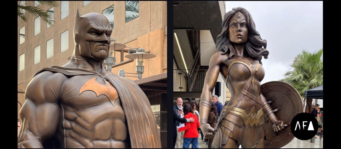 Batman and Wonder Woman Bronze Sculptures by American Fine Arts Foundry
