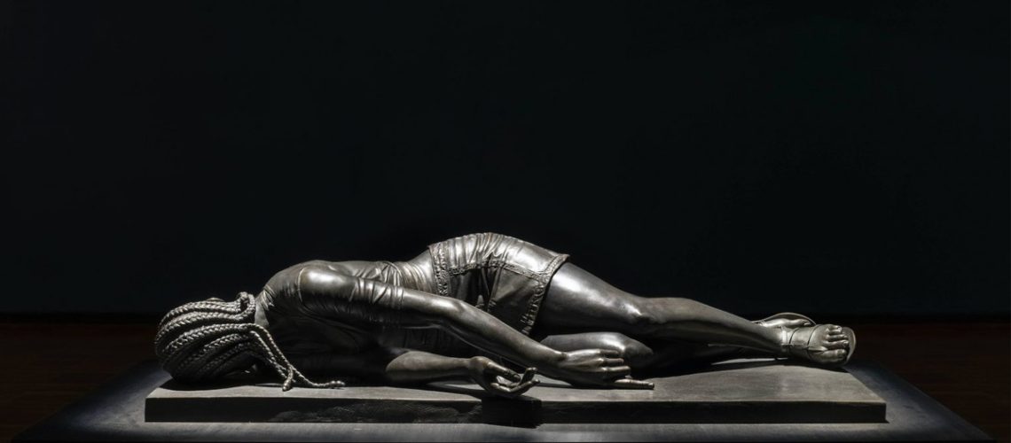 Kehinde Wiley, The Virgin Martyr Cecilia (Ndey Buri), 2021. Bronze, 29 x 107 x 52.5 cm. Photo: © 2021 Kehinde Wiley